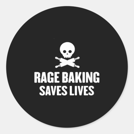 Womens Rage Baking Saves Live Skull Funny Baker Co Runder Aufkleber (Vorderseite)
