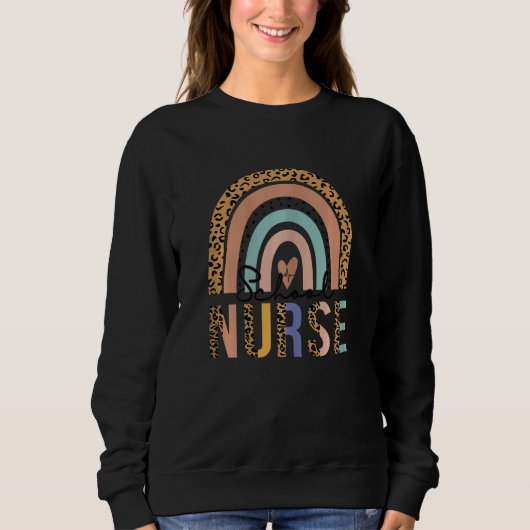 Womens Rainbow Leopard Print School Nurse Public H Sweatshirt (Vorderseite)