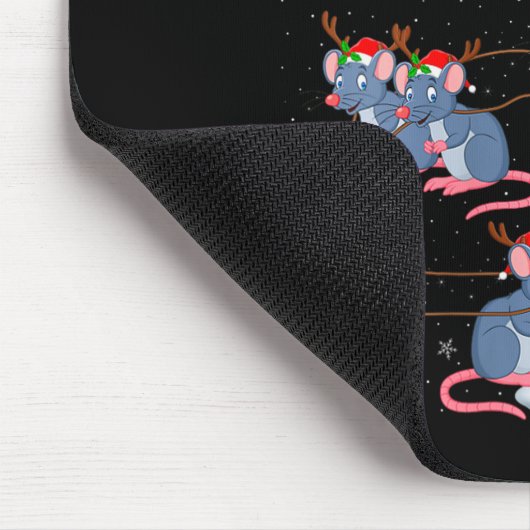 Womens Rat Rodents Santa Sleigh Flying Funny Magic Mousepad (Ecke)