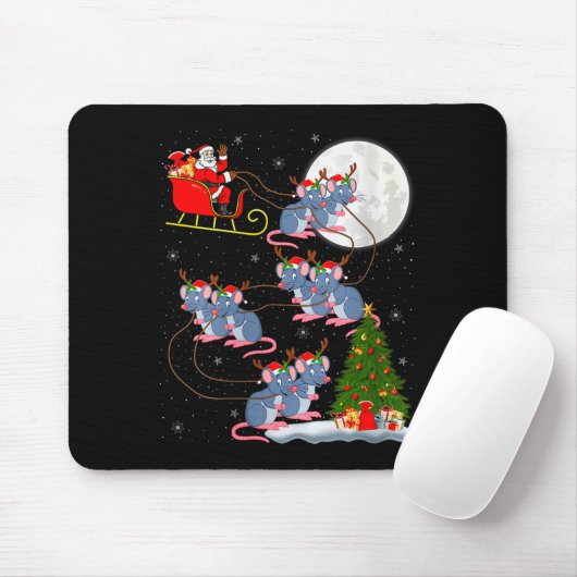 Womens Rat Rodents Santa Sleigh Flying Funny Magic Mousepad (Mit Mouse)