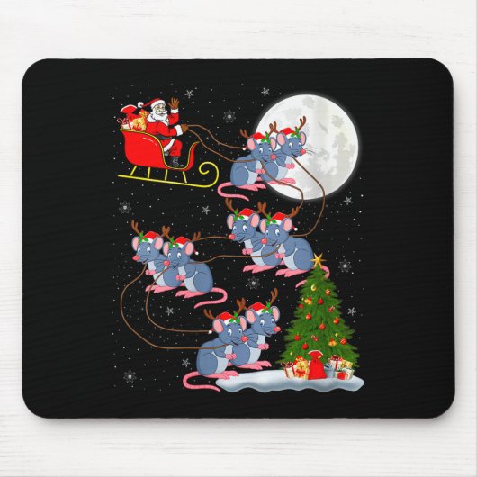 Womens Rat Rodents Santa Sleigh Flying Funny Magic Mousepad (Vorne)