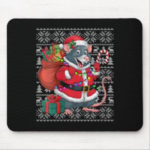 Womens Rat Xmas Sweater Style Ugly Santa Rat Chris Mousepad