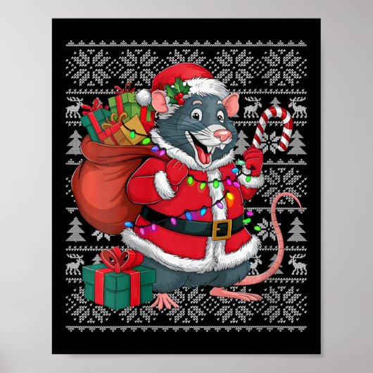 Womens Rat Xmas Sweater Style Ugly Santa Rat Chris Poster (Vorne)