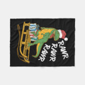 Womens Rawr Rawr Rawr Funny Christmas Dino Sleigh Fleecedecke (Vorderseite (Horizontal))
