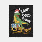 Womens Rawr Rawr Rawr Funny Christmas Dino Sleigh Fleecedecke (Vorderseite)
