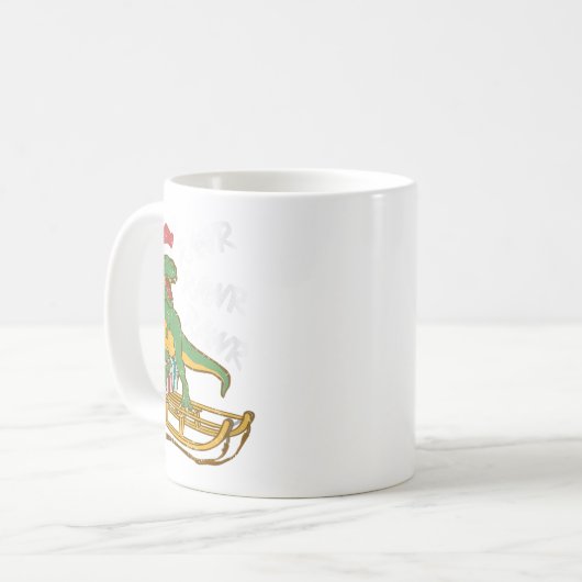 Womens Rawr Rawr Rawr Funny Christmas Dino Sleigh Kaffeetasse (Vorderseite Links)