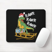 Womens Rawr Rawr Rawr Funny Christmas Dino Sleigh Mousepad (Mit Mouse)