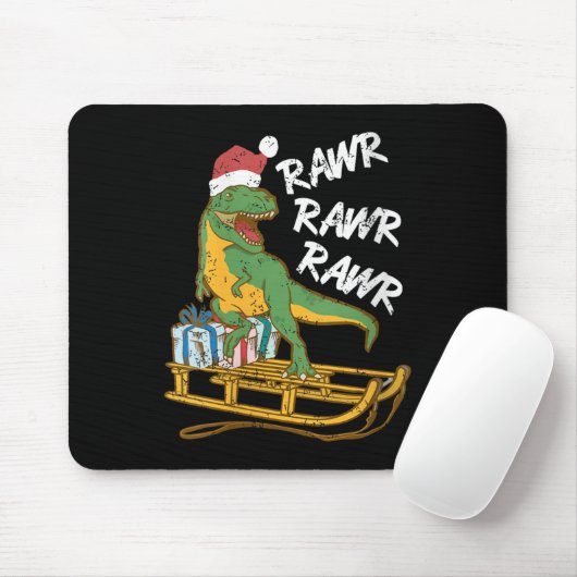 Womens Rawr Rawr Rawr Funny Christmas Dino Sleigh Mousepad (Mit Mouse)