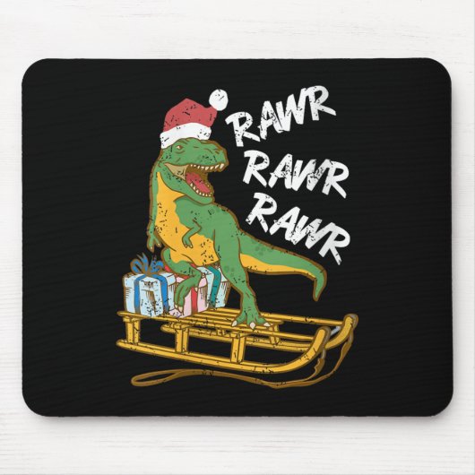 Womens Rawr Rawr Rawr Funny Christmas Dino Sleigh Mousepad (Vorne)