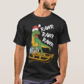 Womens Rawr Rawr Rawr Funny Christmas Dino Sleigh T-Shirt (Vorderseite)