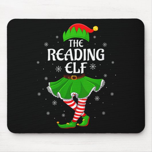 Womens Reading Elf Christmas Family Girls Women El Mousepad (Vorne)