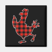 Womens Red Buffalo Plaid Pajama Chicken Merry Chri Magnet (Vorne)