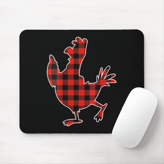 Womens Red Buffalo Plaid Pajama Chicken Merry Chri Mousepad (Mit Mouse)