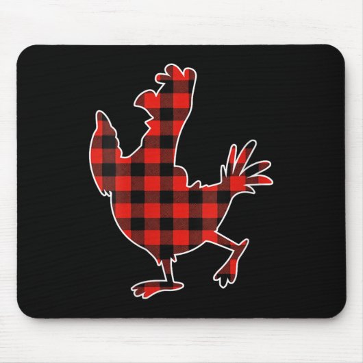 Womens Red Buffalo Plaid Pajama Chicken Merry Chri Mousepad (Vorne)