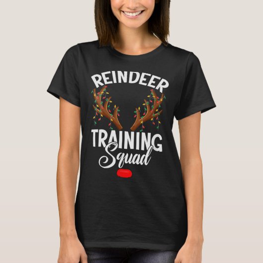 Womens Reindeer Training Squad Team Running Family T-Shirt (Vorderseite)