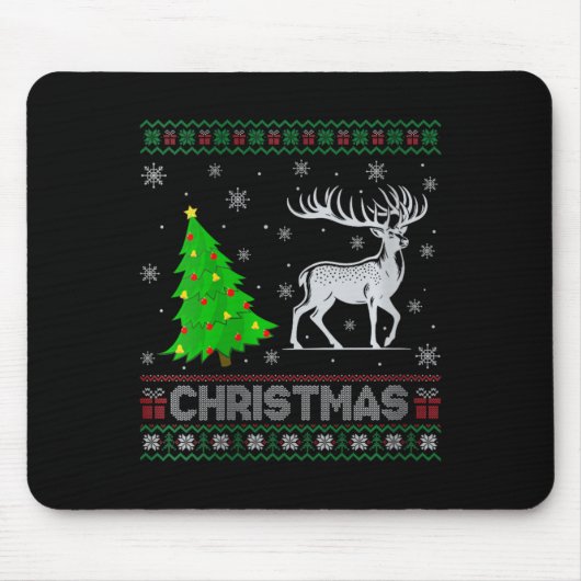 Womens Reindeer Xmas Tree Lighting Ugly Weihnachte Mousepad (Vorne)