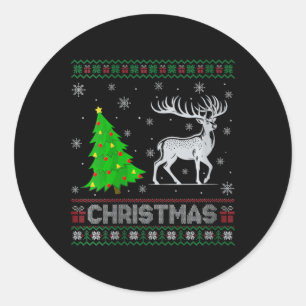 Womens Reindeer Xmas Tree Lighting Ugly Weihnachte Runder Aufkleber