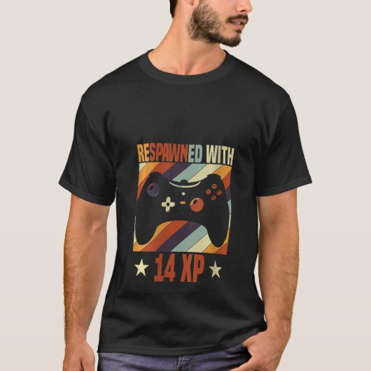 Womens Respawned With 14 Xp Video Gamer 14th Birth T-Shirt (Vorderseite)
