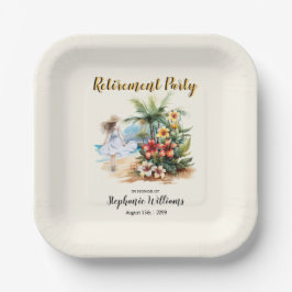 Women's Retirement Beach Aloha Blume Party Pappteller