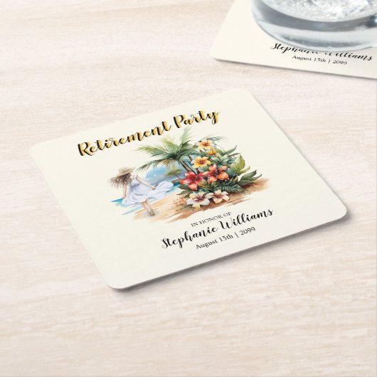Women's Retirement Beach Aloha Blume Party Rechteckiger Pappuntersetzer (angewinkelt)