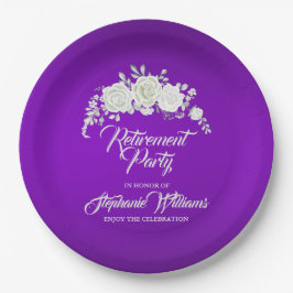 Women's Retirement Party Vintage White Rose  Pappteller