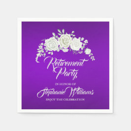 Women's Retirement Party Vintage White Rose  Serviette