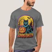 Womens Retro Black Cat Spooky Cute Art Summerween  T-Shirt (Vorderseite)