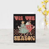 Womens Retro Christmas Dies The Season Christmas T Karte (Gelbe Blume)