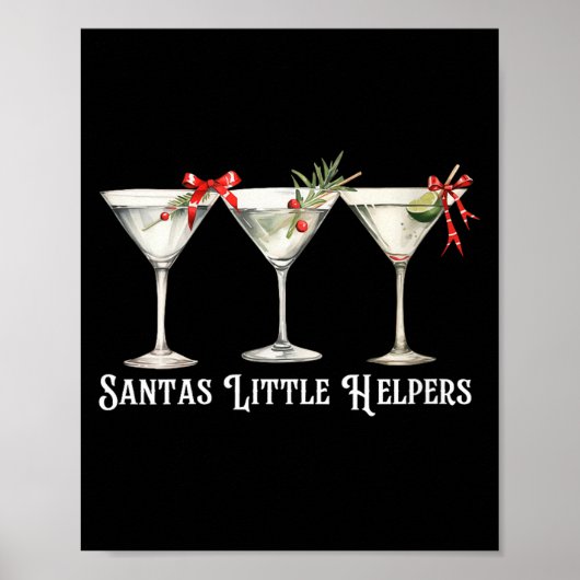 Womens Retro Funny Santa's Little Helper Martini M Poster (Vorne)