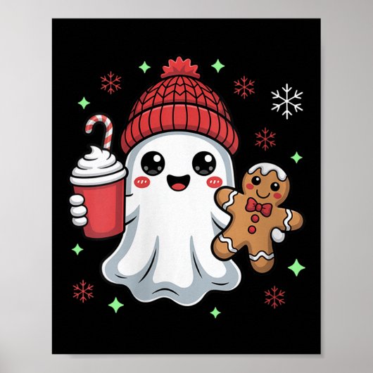Womens Retro Ghost Beanie Weihnachtsfeiertag Weihn Poster (Vorne)
