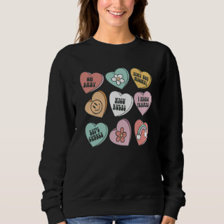 Womens Retro Groovy Heart Candy NICU Nurse Valenti Sweatshirt