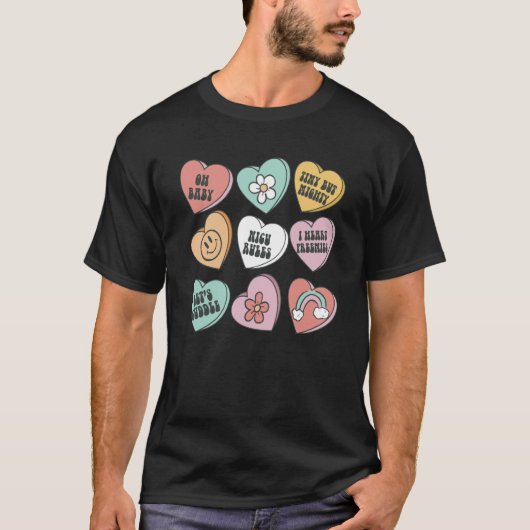 Womens Retro Groovy Heart Candy NICU Nurse Valenti T-Shirt (Vorderseite)