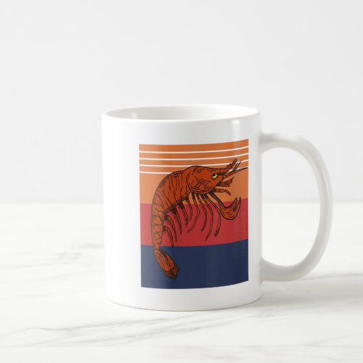 Womens Retro Shrimp Vibes Funny Marine Seafood Hum Kaffeetasse (Rechts)