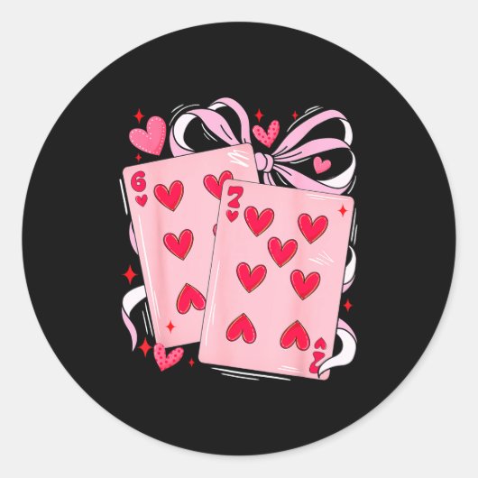 Womens Retro Six Seven 67 Meme Valentines Day Play Runder Aufkleber (Vorderseite)