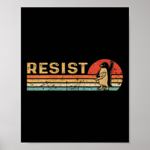 Womens Retro Sunset Penguin Resist Pinguine Protes Poster