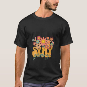 Womens Retro Vintag Happy Face Bleibe Groovy 60er  T-Shirt