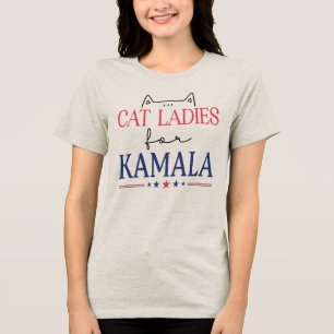 Womens Retro Womens Kamala Harris Cat Lady Tri-Blend Shirt