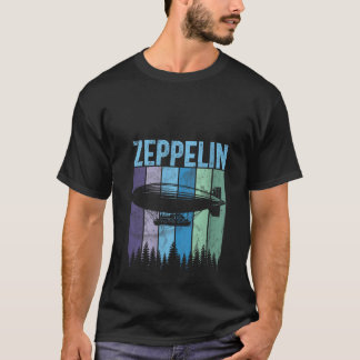 Womens Retro Zeppelin 70er 80er Dirigible Airship  T-Shirt