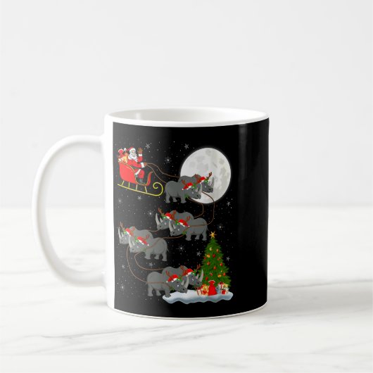 Womens Rhino Santa Sleigh Flying Funny Magical Chr Kaffeetasse (Links)