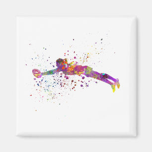 Women's rugby in watercolor magnet