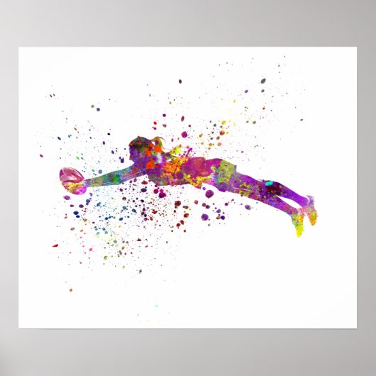 Women's rugby in watercolor poster (Vorne)