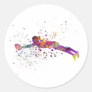 Women's rugby in watercolor runder aufkleber
