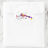 Women's rugby in watercolor runder aufkleber (Tasche)