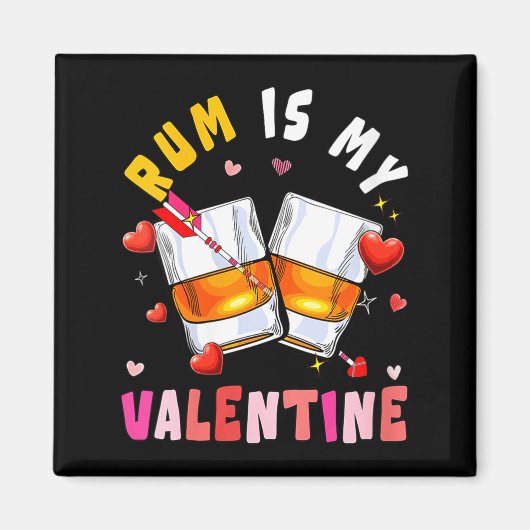 Women's Rum Is My Valentine Hearts Matching Drinke Magnet (Vorne)