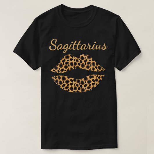 Womens Sagittarius Leopard Lips Queen Zodiac Birth T-Shirt (Design vorne)