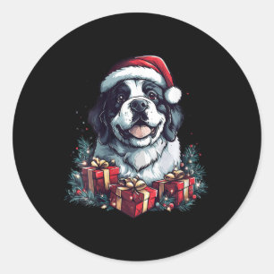 Womens Saint Bernard Weihnachtsmannmütze Funny Chr Runder Aufkleber