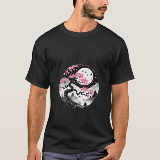 Womens Sakura japanese cherry blossom nd moon japa T-Shirt (Vorderseite)