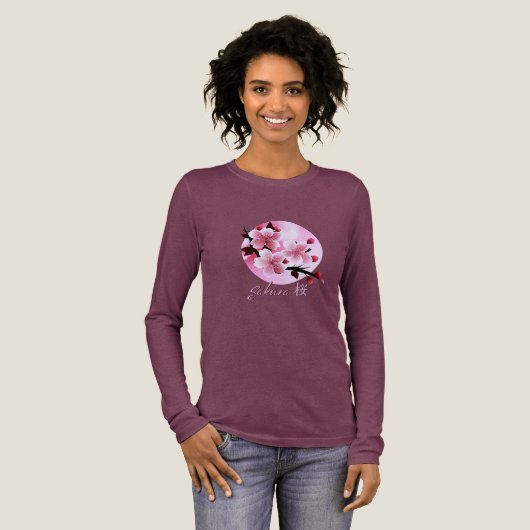 Women's Sakura Long Sleeve T-Shirt  Tri-Blend Shirt (Volle Vorderseite)