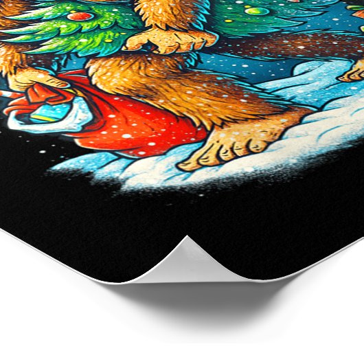 Womens Santa Bigfoot Christmas Tree Sasquatch Xmas Poster (Ecke)