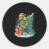 Womens Santa Bigfoot Christmas Tree Sasquatch Xmas Runder Aufkleber (Vorderseite)